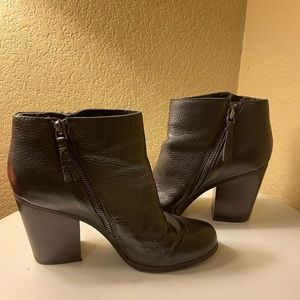 Black leather ankle booties